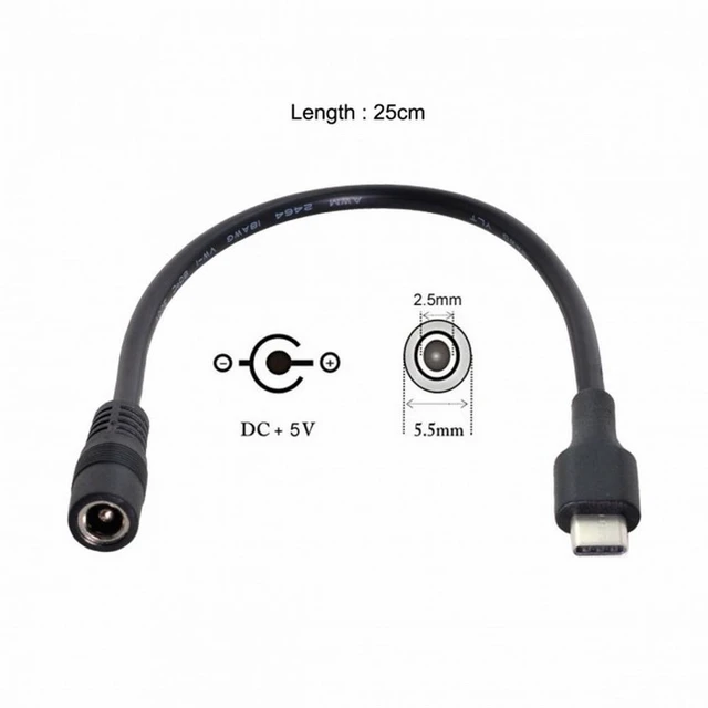 Alt view image 7 of 7 - WRIARICH USB 3.1 Type-C USB-C to DC 5V 5.5*2.5mm Power Jack Extension Charge Cable for Cell Phone Tablet
