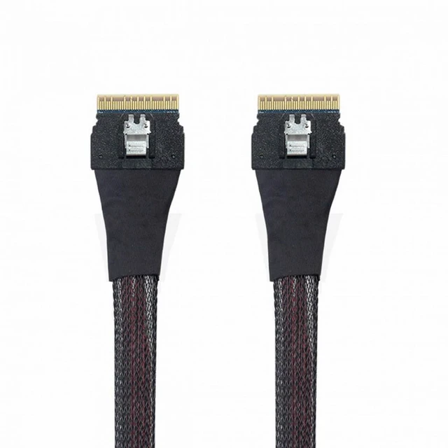 Alt view image 2 of 7 - WRIARICH PCI-E Slimline SAS 4.0 SFF-8654 8i 74pin Host to SFF-8654 74Pin Slim SAS Target Cable 50cm