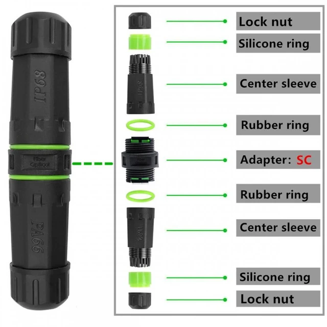 Alt view image 4 of 7 - WRIARICH M20 Locking IP68 Waterproof SC Female to SC Female Singlemode Fiber Optic Patch Internet Networking Extension Adapter Coupler