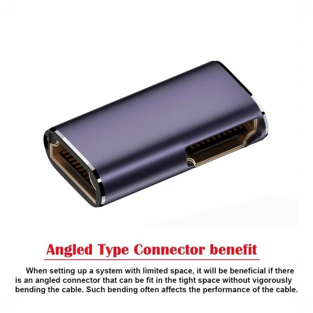 Alt view image 5 of 7 - WRIARICH HDMI Female to HDMI 2.1 Female 90 Degree Angled UHD Extension Gold Converter Adapter Support 8K 60hz HDTV