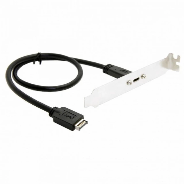 Alt view image 2 of 6 - WRIARICH USB 3.1 Front Panel Header to Type-C USB-C Female Extension Cable 40cm with Panel Mount Screw