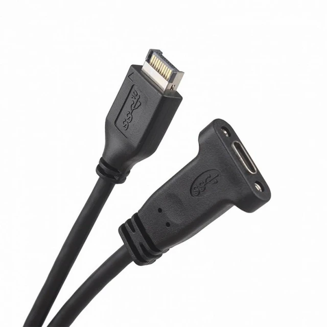 Alt view image 4 of 6 - WRIARICH USB 3.1 Front Panel Header to Type-C USB-C Female Extension Cable 40cm with Panel Mount Screw