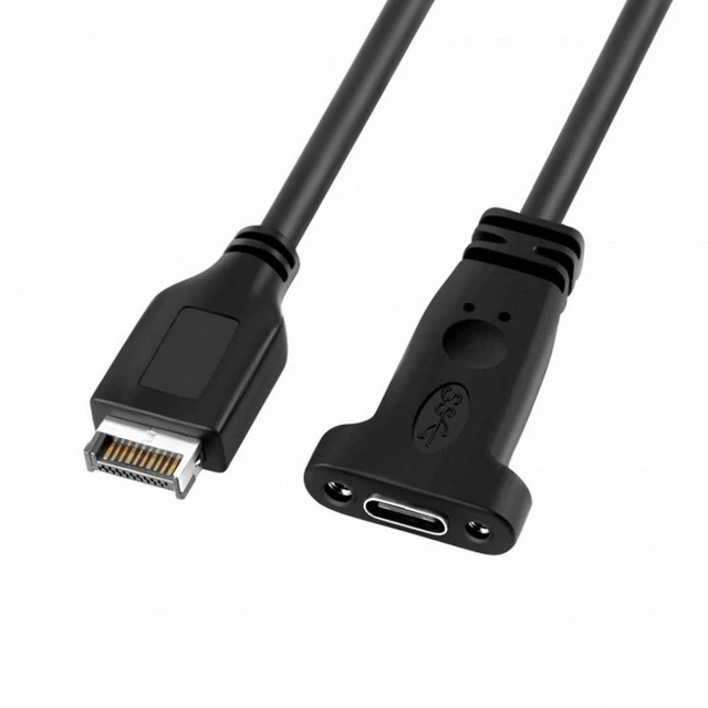 Alt view image 5 of 6 - WRIARICH USB 3.1 Front Panel Header to Type-C USB-C Female Extension Cable 40cm with Panel Mount Screw