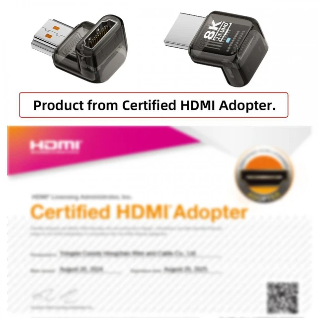 Alt view image 3 of 7 - WRIARICH Down Angled 90 Degree HDMI Male to HDMI 2.1 Female UHD Extension Adapter Extender Transparent with Smart LED 8K 60hz HDTV