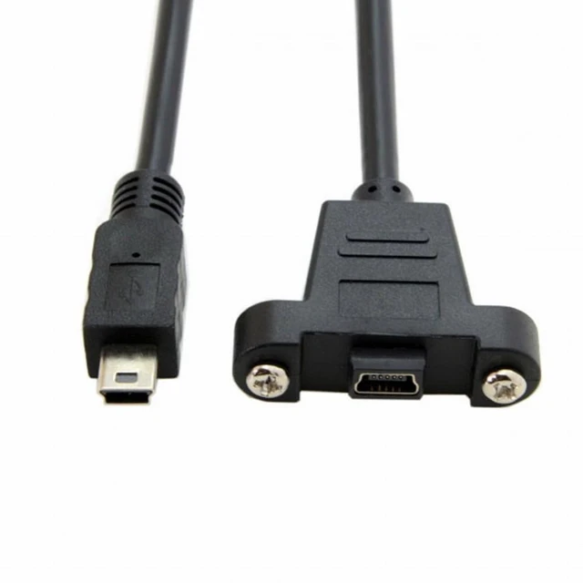 Main image of WRIARICH Panel Mount Type Mini USB 5Pin Male to Female Extension Adapter Cable with Screws 50cm