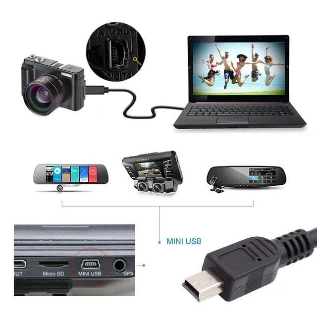 Alt view image 7 of 7 - WRIARICH Panel Mount Type Mini USB 5Pin Male to Female Extension Adapter Cable with Screws 50cm
