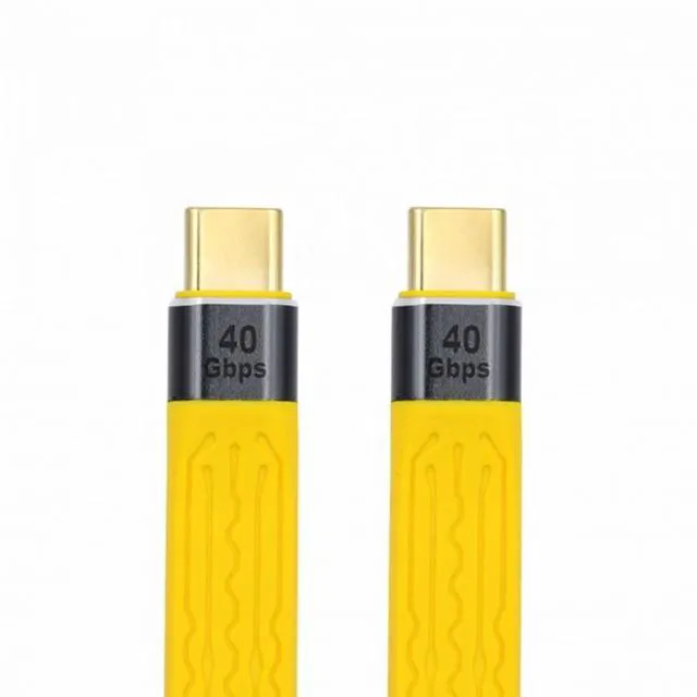 Alt view image 3 of 7 - WRIARICH Yellow Type-C USB-C Male to Male USB4 40Gbps 100W 8K Flat Slim FPC Data Cable for Laptop Phone 13cm