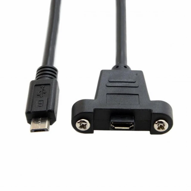 Main image of WRIARICH Micro USB 5Pin Male to Female Extension Panel Mount Type-Cable with Screws 50cm