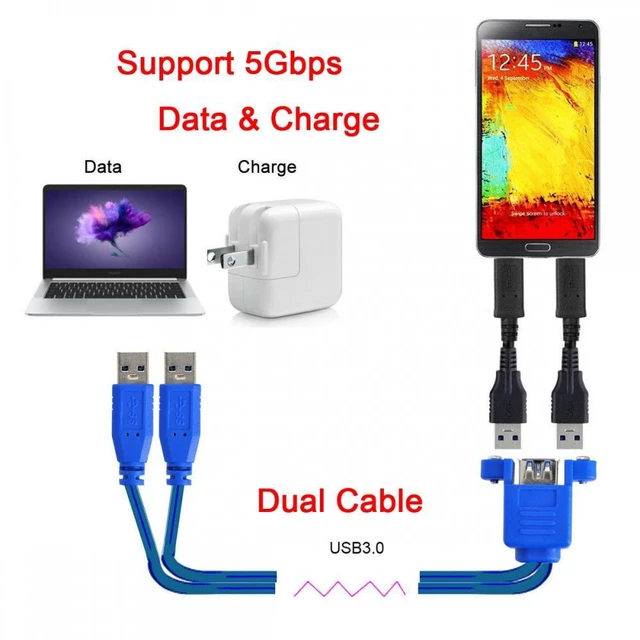 Alt view image 4 of 7 - WRIARICH Stackable Dual USB 3.0 Male to Female Type-A Panel Type Header Cable Dual Ports 50cm