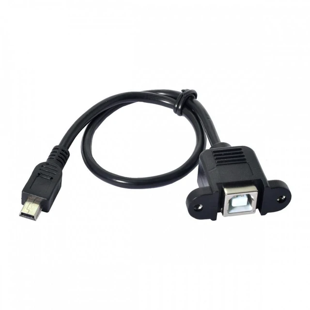 Alt view image 2 of 7 - WRIARICH Mini USB B Type 5pin Male to USB 2.0 B Type Female Data Cable with M3 Nuts Panel Mount Type