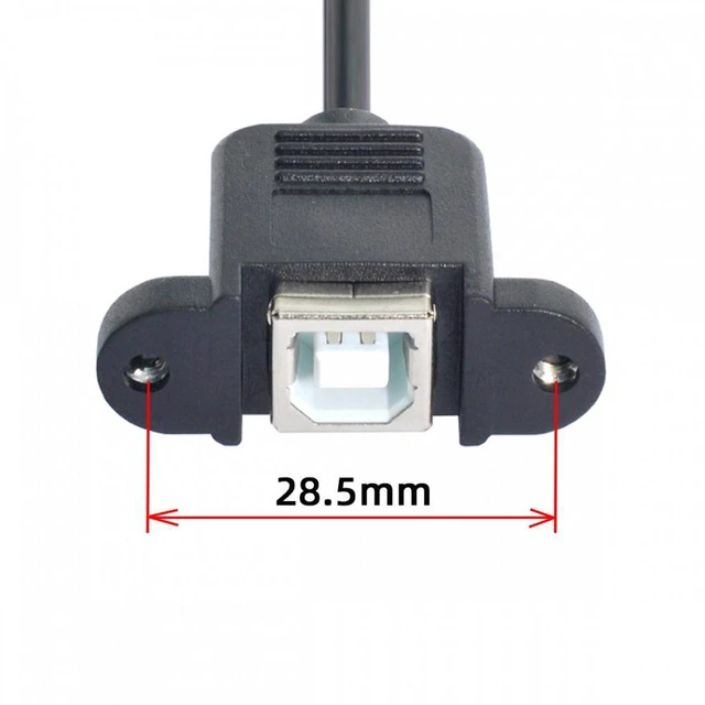 Alt view image 3 of 7 - WRIARICH Mini USB B Type 5pin Male to USB 2.0 B Type Female Data Cable with M3 Nuts Panel Mount Type