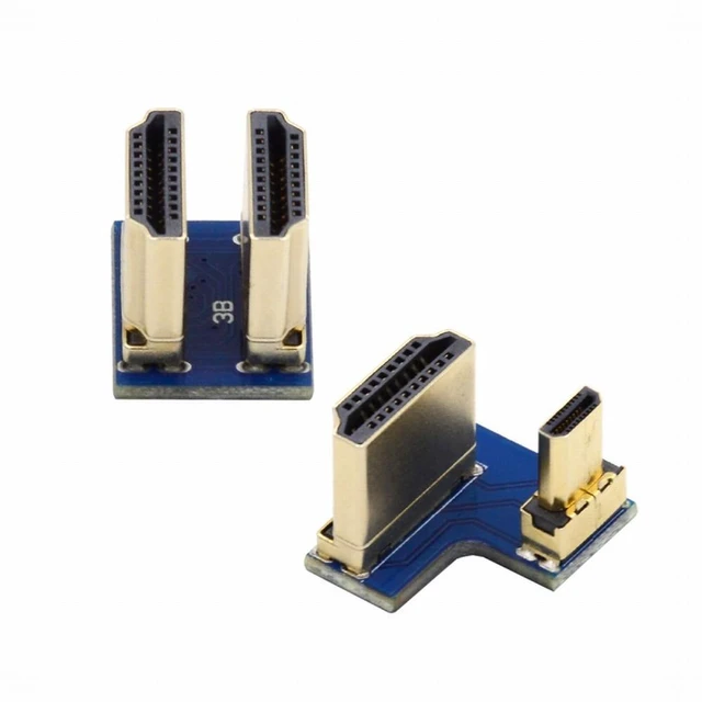 Main image of WRIARICH 2pcs/set HDMI to Micro HDMI Type A to Type-D Male Connector Socket for Raspberry PI 3B/3B+/4B Opposite U Shape Back Angled