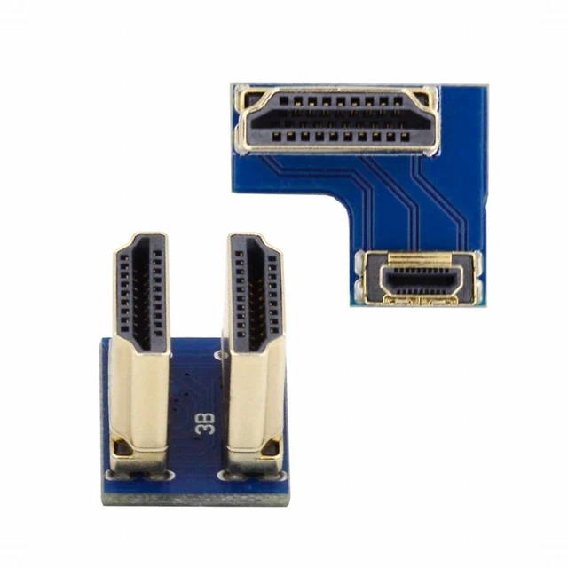 Alt view image 2 of 7 - WRIARICH 2pcs/set HDMI to Micro HDMI Type A to Type-D Male Connector Socket for Raspberry PI 3B/3B+/4B Opposite U Shape Back Angled