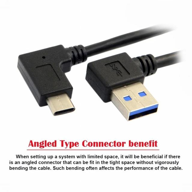 Alt view image 6 of 7 - WRIARICH Reversible USB 3.1 USB-C Angled to 90 Degree Right Angled USB 3.0 Cable for Laptop Tablet Phone (30cm)