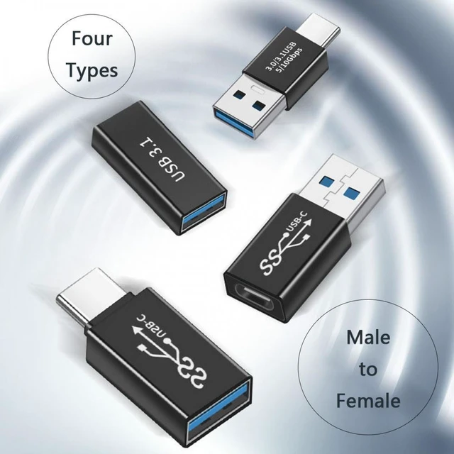 Alt view image 5 of 7 - WRIARICH 4pcs/lot USB 3.1 Type-A Male Female to USB-C Female Power Data 10Gbps Adapter for Laptop Phone