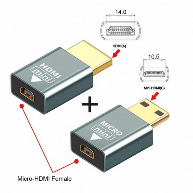 Alt view image 4 of 7 - WRIARICH 2pcs/set Compatible Micro HDMI Female to Mini Male HDMI 1.4 Male Adapter 4K@60hz