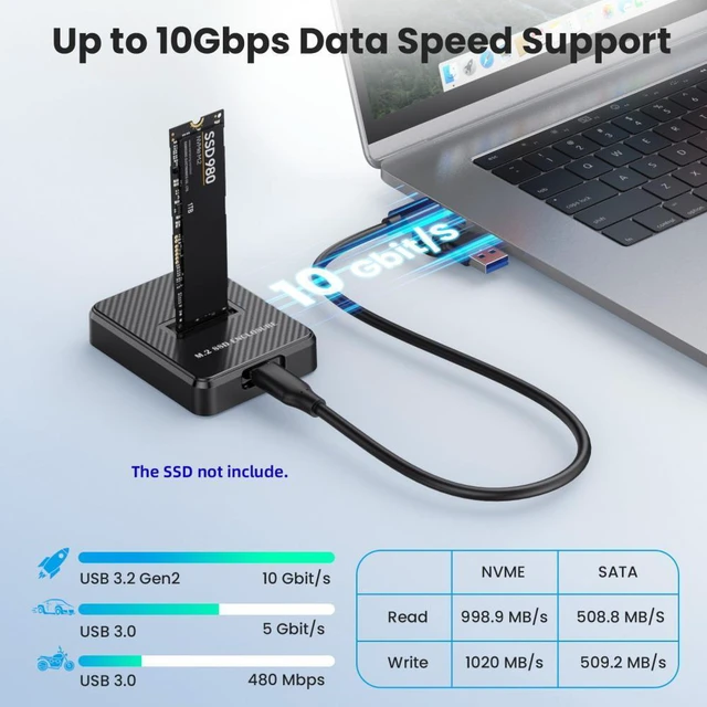 Alt view image 6 of 7 - WRIARICH USB 3.0 USB-C Type-C to NVME M-key M.2 NGFF SATA SSD Docking Vertical External PCBA Case Enclosure RTL9210B Chipset