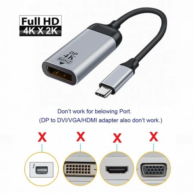 Alt view image 5 of 7 - WRIARICH Type-C USB-C to Displayport Monitor DP Cable Adapter 4K 2K 60hz for Tablet Phone Laptop