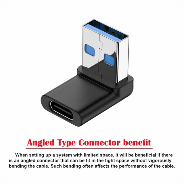 Alt view image 6 of 7 - WRIARICH Type-C USB-C Female 90 Degree Down Angled to USB 3.0 A Male Data Adapter for Laptop Desktop