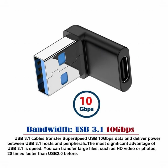 Alt view image 7 of 7 - WRIARICH Type-C USB-C Female 90 Degree Down Angled to USB 3.0 A Male Data Adapter for Laptop Desktop