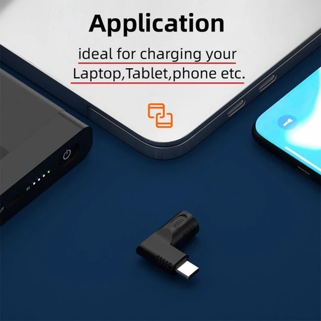 Alt view image 5 of 7 - WRIARICH 65W PD DC Power Jack 4.5x3.0mm Input to Type-C USB-C Angled 90 Degree Power Plug Charge Adapter for Laptop Phone