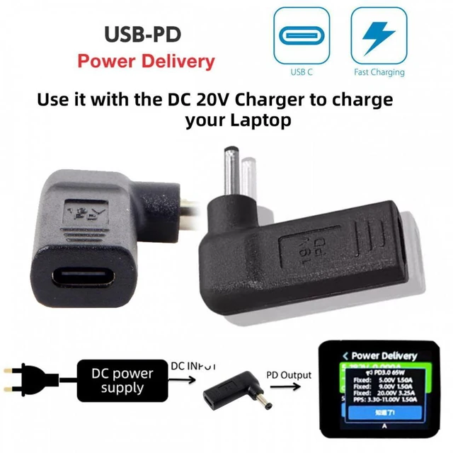 Alt view image 6 of 7 - WRIARICH PD Power USB 3.1 Type-C USB-C to DC 19V 5.0*1.0mm Adapter PD Emulator Trigger 90 Degree Angled Yellow