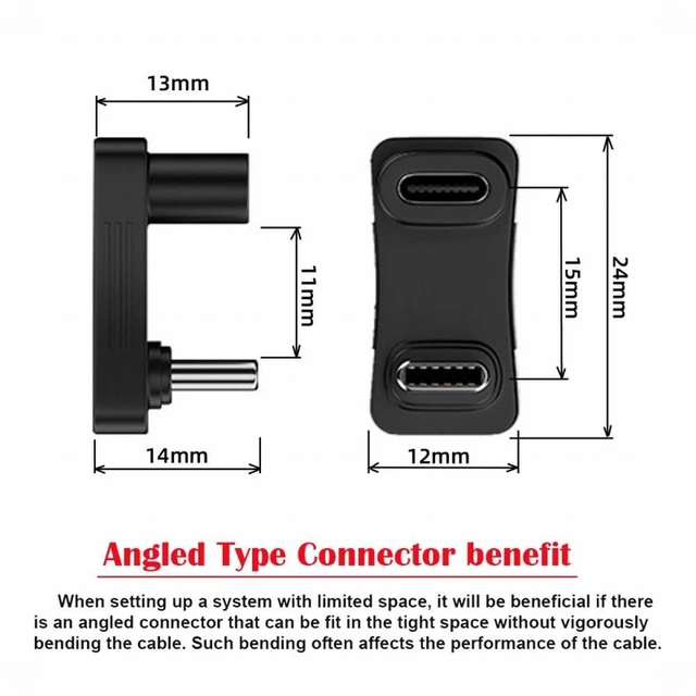 Alt view image 5 of 7 - WRIARICH 10Gbps USB3.1 Type-C Male to Female Power Data Video Adapter Opposite U Shape Back Angled Compatible with Steam Deck Phone Laptop