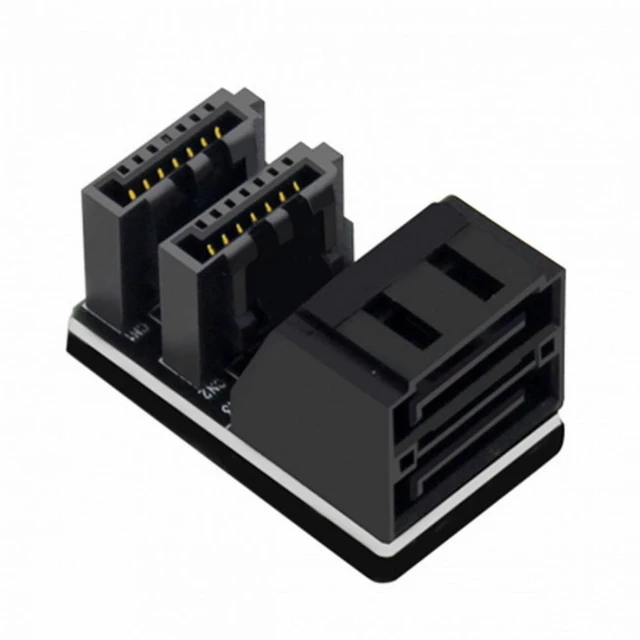 Alt view image 2 of 7 - WRIARICH Dual SATA 7Pin Female to 7Pin Male Vertical 90 Degree Angled Adapter Low Profile for Desktops SSD HDD Mainboard Motherboard