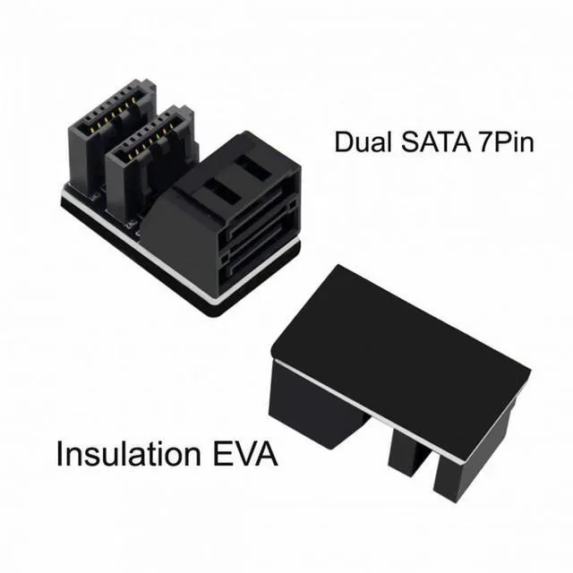 Alt view image 5 of 7 - WRIARICH Dual SATA 7Pin Female to 7Pin Male Vertical 90 Degree Angled Adapter Low Profile for Desktops SSD HDD Mainboard Motherboard