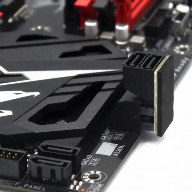 Alt view image 7 of 7 - WRIARICH Dual SATA 7Pin Female to 7Pin Male Vertical 90 Degree Angled Adapter Low Profile for Desktops SSD HDD Mainboard Motherboard