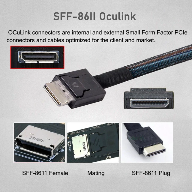 Alt view image 4 of 7 - WRIARICH 2280 NGFF PCI-E4.0 M.2 M-key to Oculink SFF-8612 SFF-8611 Host Cable 15cm for NVME U.2 SSD eGPU