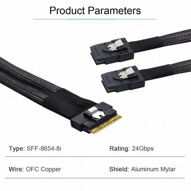 Alt view image 6 of 7 - WRIARICH PCI-E Ultraport Slimline SAS Slim 4.0 SFF-8654 8i 74pin to Dual SFF-8087 Mini SAS Cable PCI-Express