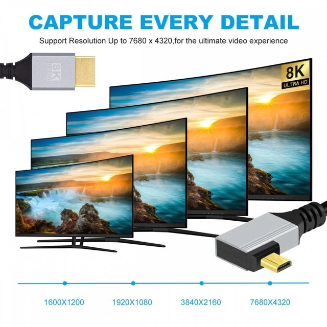 Alt view image 5 of 7 - WRIARICH 90 Degree Right Angled Micro HDMI 2.1 Ultra Thin HDTV Cable 8K 4K Hyper Super Flexible Slim Cord Type-A to Type-D for Camera HDTV