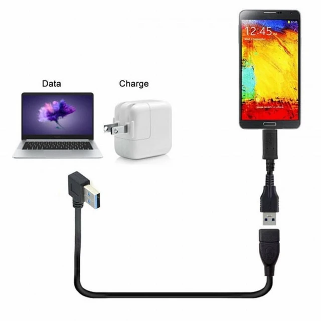 Alt view image 5 of 5 - WRIARICH Left Angled USB 3.0 Type-A Male to USB 3.0 Type-A Female Extension Cable (20cm) 5Gbps 90 Degree