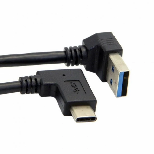 Alt view image 4 of 5 - WRIARICH Reversible USB 3.1 USB-C Angled to 90 Degree Down Angled A Male Data Cable for Laptop Tablet Cell Phone (30cm)