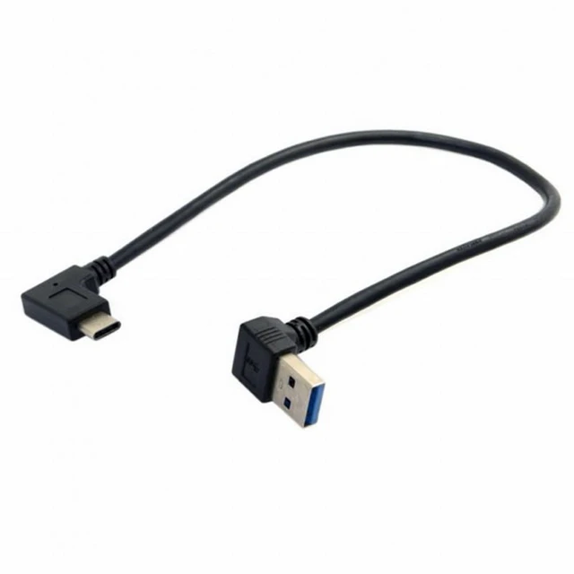 Alt view image 5 of 5 - WRIARICH Reversible USB 3.1 USB-C Angled to 90 Degree Down Angled A Male Data Cable for Laptop Tablet Cell Phone (30cm)