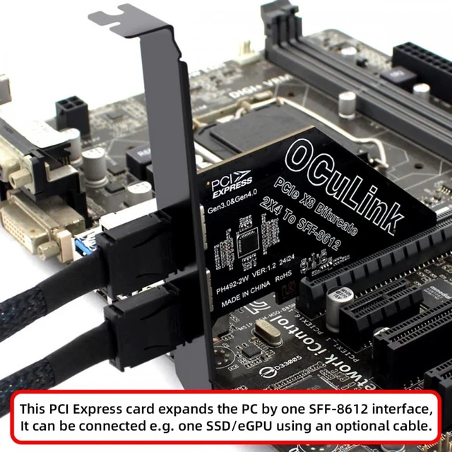 Alt view image 7 of 7 - WRIARICH PCI-Express 4.0 PCIE 8x Detachable to Dual Oculink SFF-8612 SFF-8611 VROC Raid0 Adapter for U.2 SSD eGPU External Graphics Card Dock