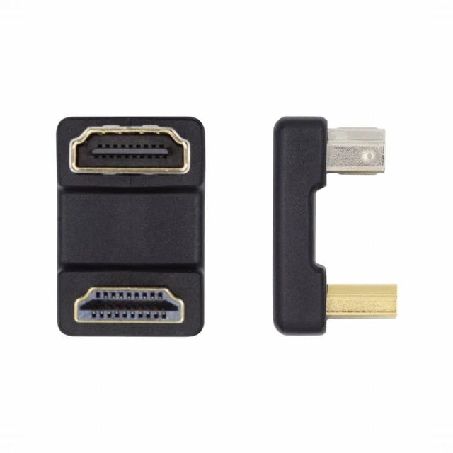 Alt view image 2 of 7 - WRIARICH Standard HDMI 1.4 Male Type-A to HDMI Female Port Savers 360 Degree Down Opposite U Shape Back Angled Extension Adapter Converter