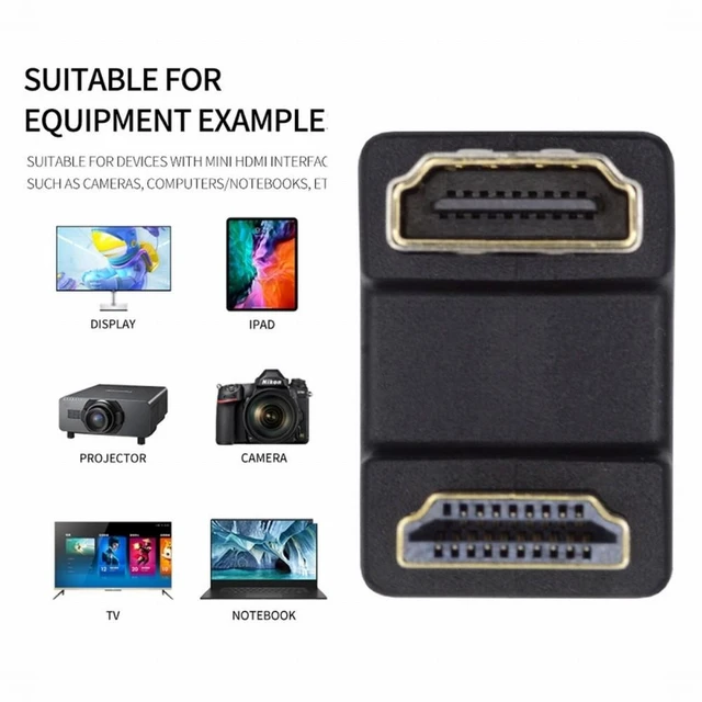 Alt view image 5 of 7 - WRIARICH Standard HDMI 1.4 Male Type-A to HDMI Female Port Savers 360 Degree Down Opposite U Shape Back Angled Extension Adapter Converter