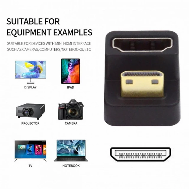 Alt view image 4 of 7 - WRIARICH 360 Degree Down Opposite U Shape Back Angled Mini HDMI 1.4 Male to HDMI Female Extension Adapter Converter