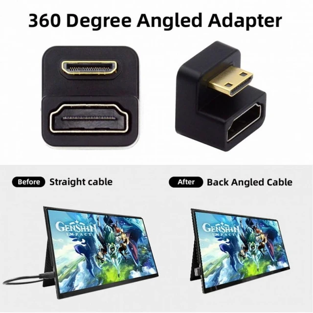 Alt view image 5 of 7 - WRIARICH 360 Degree Down Opposite U Shape Back Angled Mini HDMI 1.4 Male to HDMI Female Extension Adapter Converter