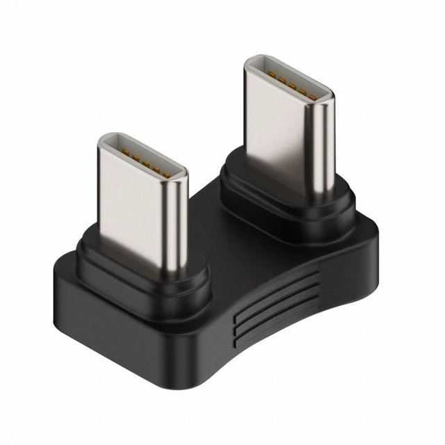 Main image of WRIARICH 480Mbps Type-C USB-C Male to Male Coupler Extender Power Data Adapter Opposite U Shape Back Angled for Power Bank Phone Laptop
