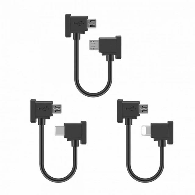 Alt view image 2 of 7 - WRIARICH 3pcs/set Remote Controller Data Cable Type-C Micro 8P to Micro USB for Mavic Pro Platinum Mavic Park RC Accessories