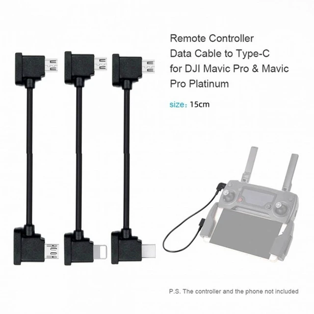 Alt view image 4 of 7 - WRIARICH 3pcs/set Remote Controller Data Cable Type-C Micro 8P to Micro USB for Mavic Pro Platinum Mavic Park RC Accessories