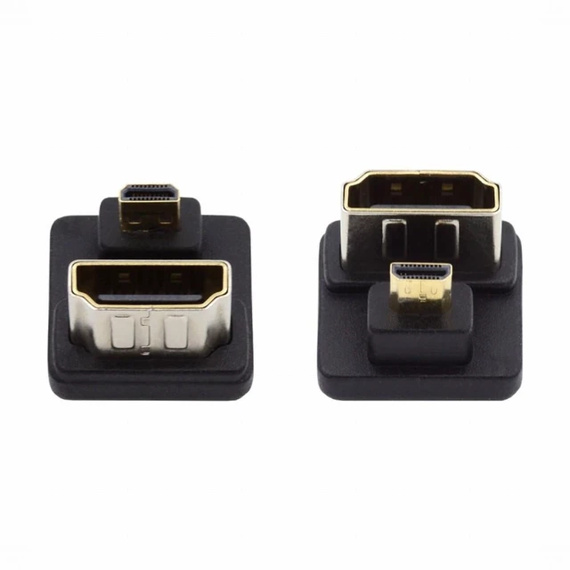 Alt view image 2 of 7 - WRIARICH Micro HDMI 1.4 Male Type-D to HDMI Female Port Savers 360 Degree Up Opposite U Shape Back Angled Extension Adapter Converter