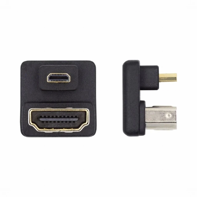 Alt view image 3 of 7 - WRIARICH Micro HDMI 1.4 Male Type-D to HDMI Female Port Savers 360 Degree Up Opposite U Shape Back Angled Extension Adapter Converter