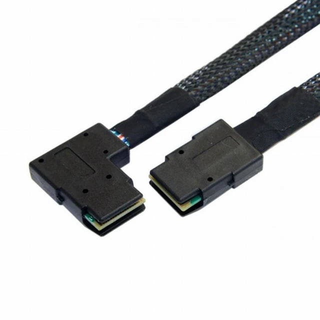 Alt view image 3 of 7 - WRIARICH Ultra Slim Flat Left Angled 90 Degree Mini SAS 36pin SFF-8087 to 8087 Data Raid Cable 80cm