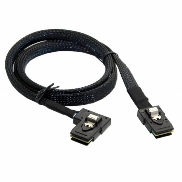Alt view image 7 of 7 - WRIARICH Ultra Slim Flat Left Angled 90 Degree Mini SAS 36pin SFF-8087 to 8087 Data Raid Cable 80cm