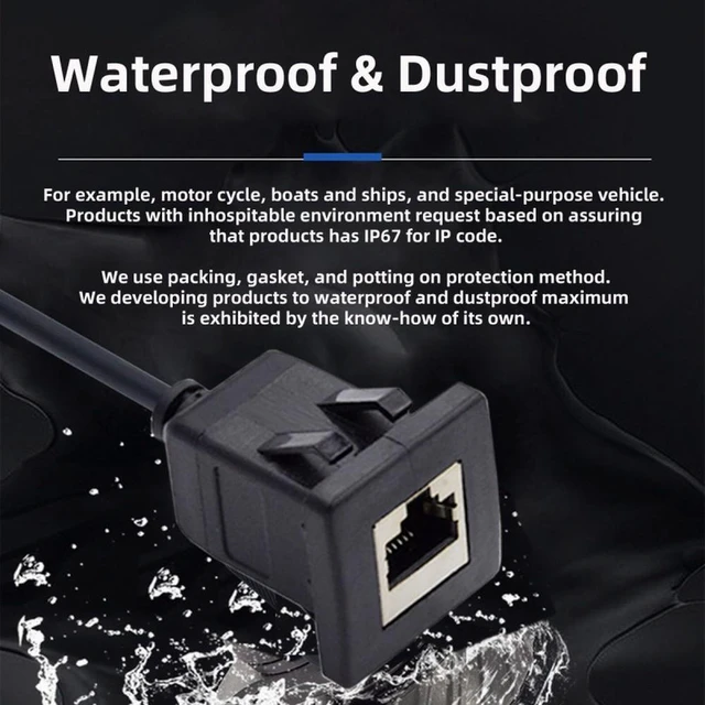 Alt view image 7 of 7 - WRIARICH Waterproof Dustproof Latch Locking CAT6 RJ45 Male to Female Lan Ethernet Network Extension Cable Car Panel Mount Design