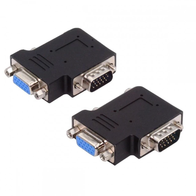 Main image of WRIARICH Cable 2pcs/lot Left & Right Angled 90 Degree VGA RGB HDB15Pin Screw Type Male to Female Nut Type Extension Adapter for Monitor Displays